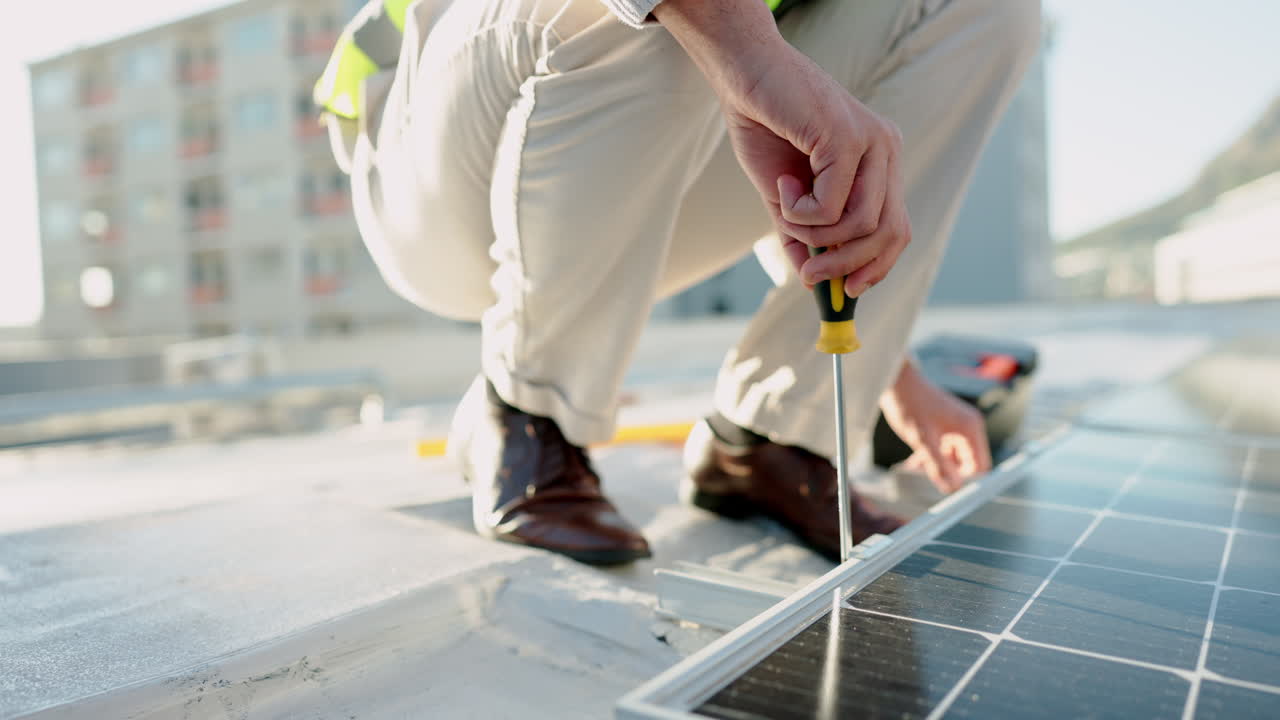 Electrician, engineer and solar panel installation
