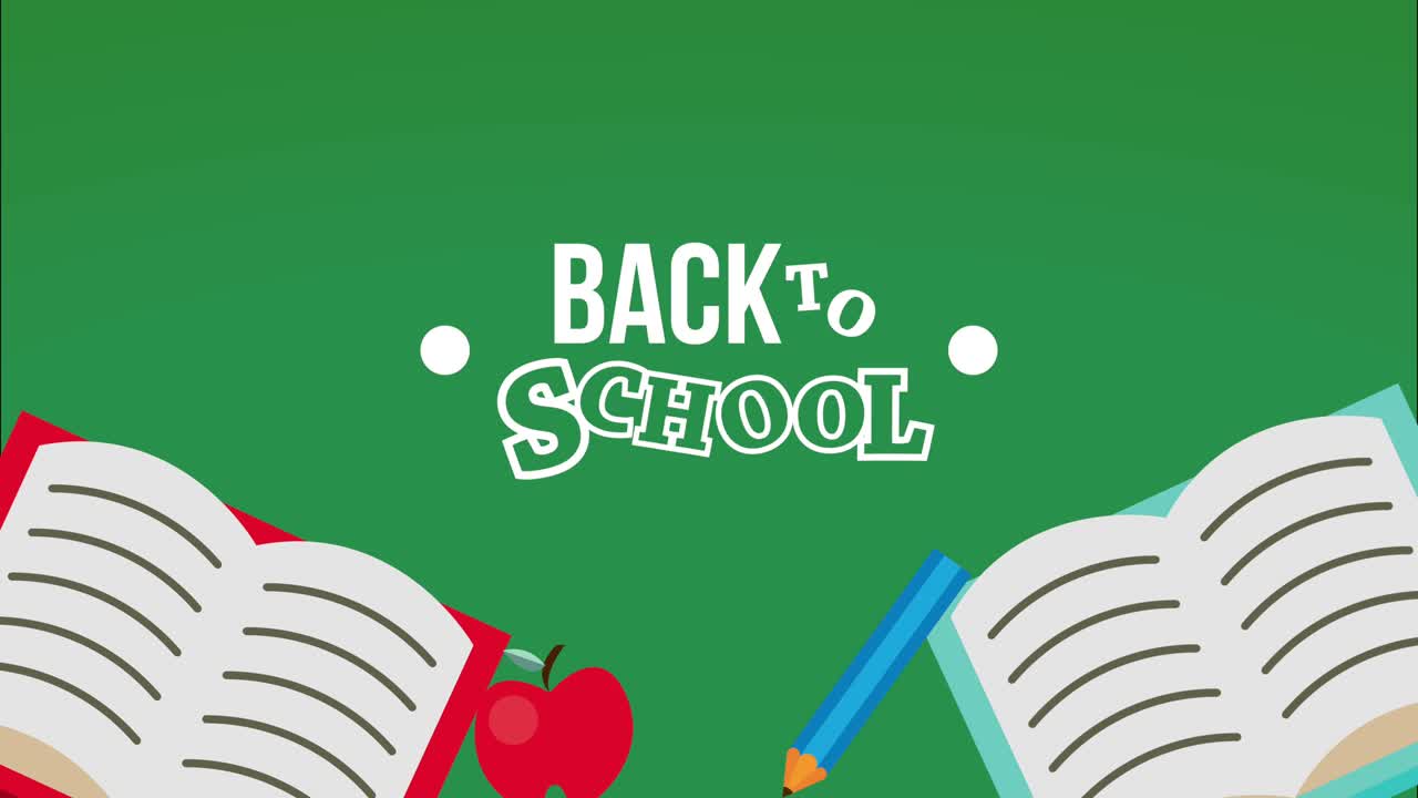 back to school lettering with books animation