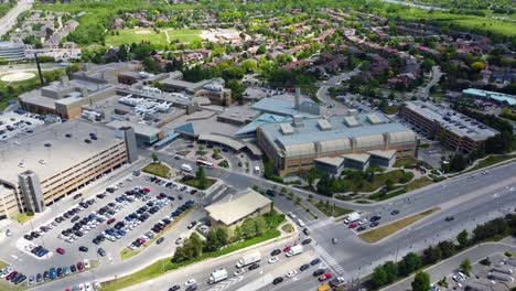 Drone-flying-over-shopping-centre-in-Mississauga-on-a-sunny-summer-day