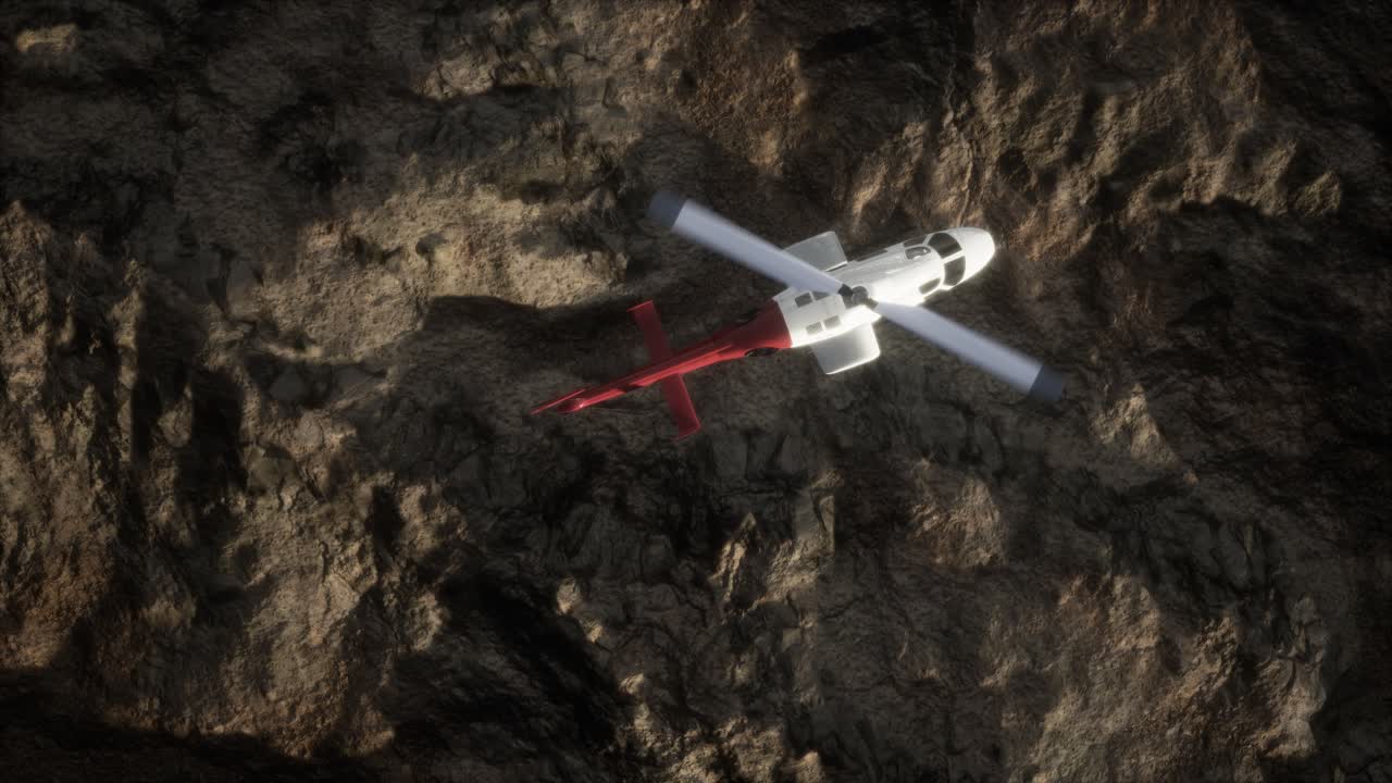 helicóptero en cámara lenta sobre el desierto rocoso