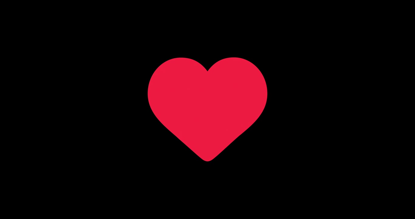 Red heart appearing on black screen, vector animation after double tap or like on instagram, normal and slow motion speed