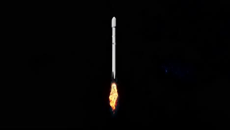Powerful Rocket Flies Into Space In A Black Sky And Star