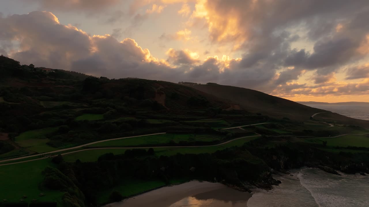 Stunning Sunset over a Secluded Coastal Beach