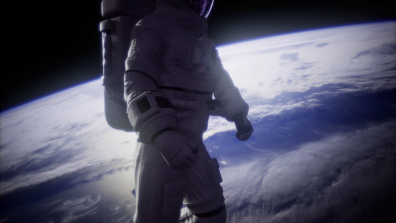 Astronaut exploring outer space above earth during a spacewalk