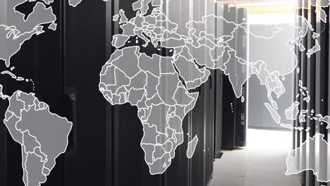 animation of map against server room in background