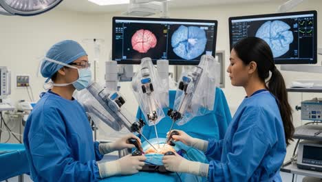 advanced surgical procedure involving robotic assistance and brain imaging technology: a step-by-step overview from preparation to completion