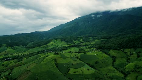 4k cinematic nature aerial drone footage of the beautiful mountains and rice terraces of ban pa pong piang at doi ithanon next to chiang mai, thailand on a cloudy sunny day