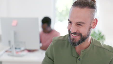 Employee,-laughing-and-worker-is-happy