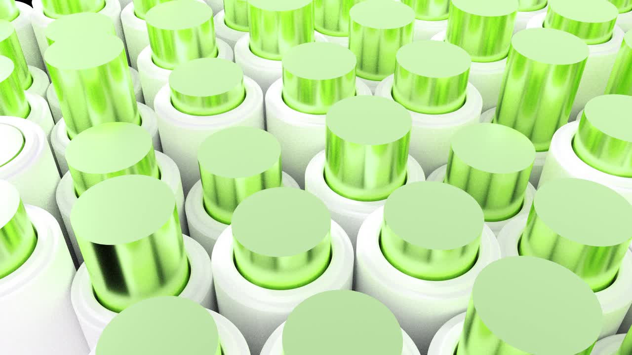 conjunto abstracto de formas de cilindro metálico 3d animación de renderización de fondo. telón de fondo de bucle 4k.