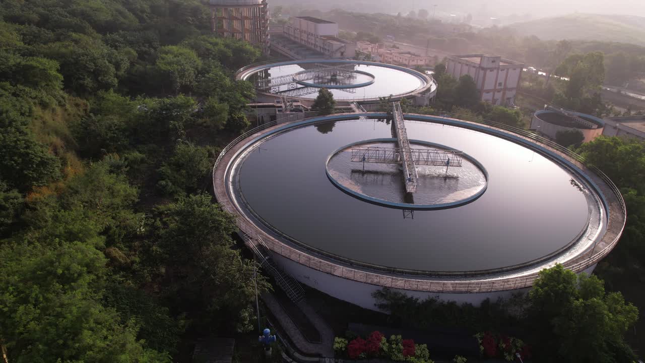 Large Water treatment plant, Vilholi, Nashik, Maharashtra, Aerial