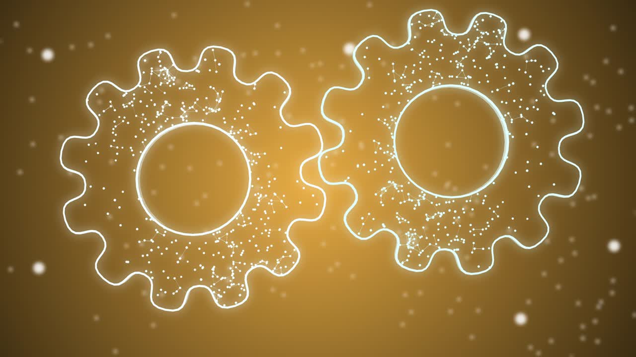 ingeniería moderna. animación generada digitalmente de engranajes en movimiento sobre un fondo de alta tecnología.