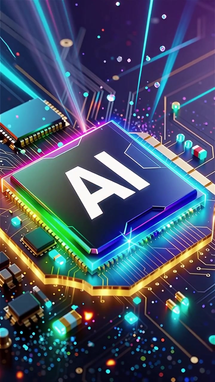Futuristic AI Chip Motherboard Technology Background