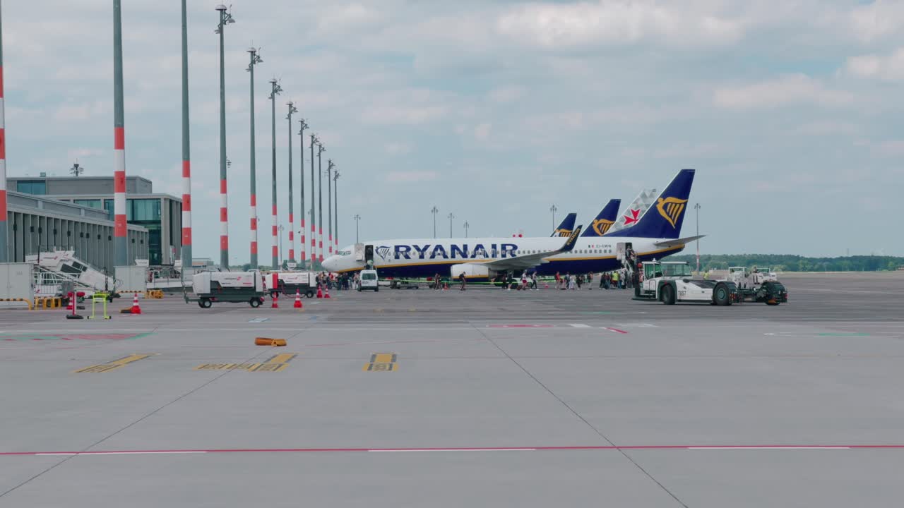 Ryanair Airplanes at the Airport Gate