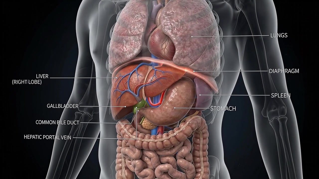 3D Medical Animation of Human Abdominal Organs and Anatomy