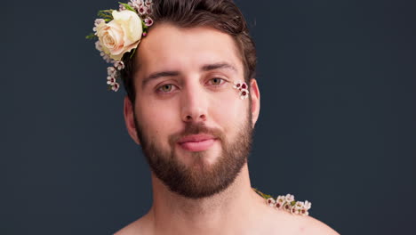flowers, self confidence and beauty with face