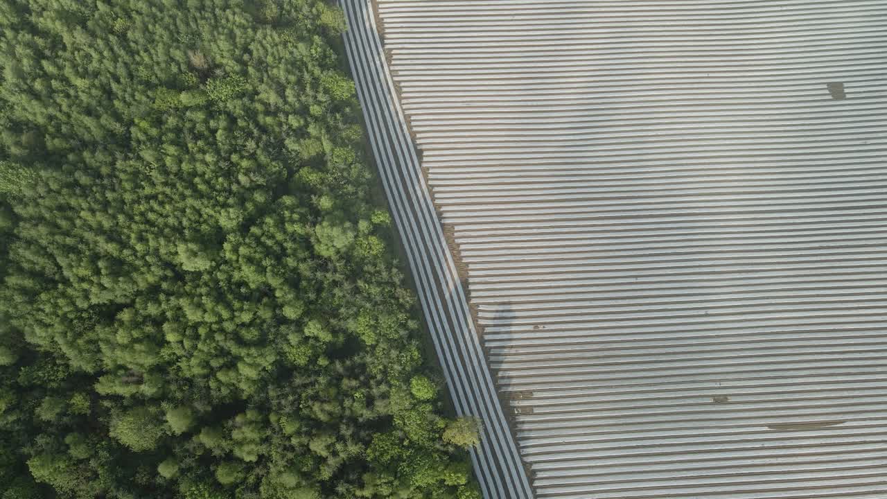 Agricultural conservation with foil avoiding pests at Wexford Ireland aerial