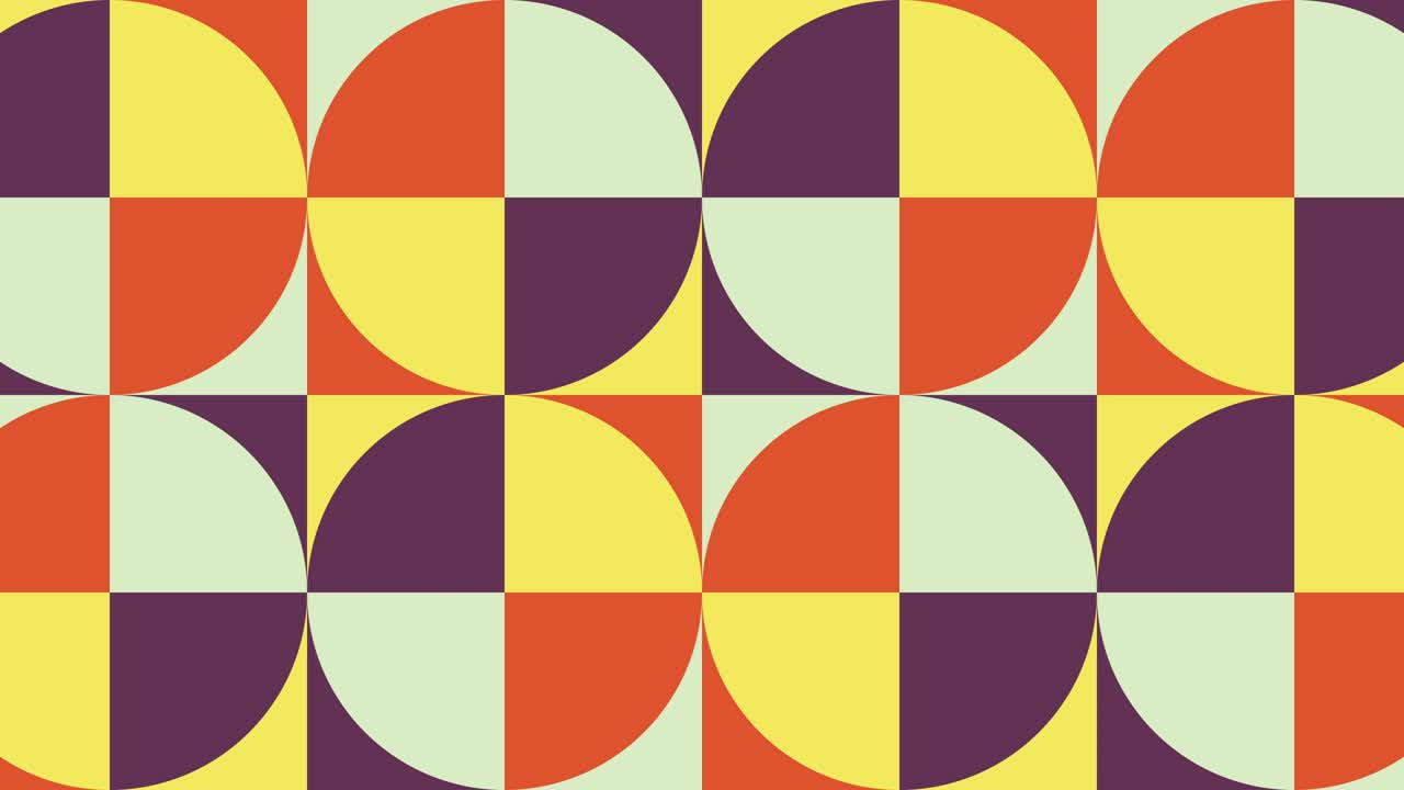 Geometric pattern with animated tiles in vintage color palette. Simple motion graphic seamless looped animation in retro flat style