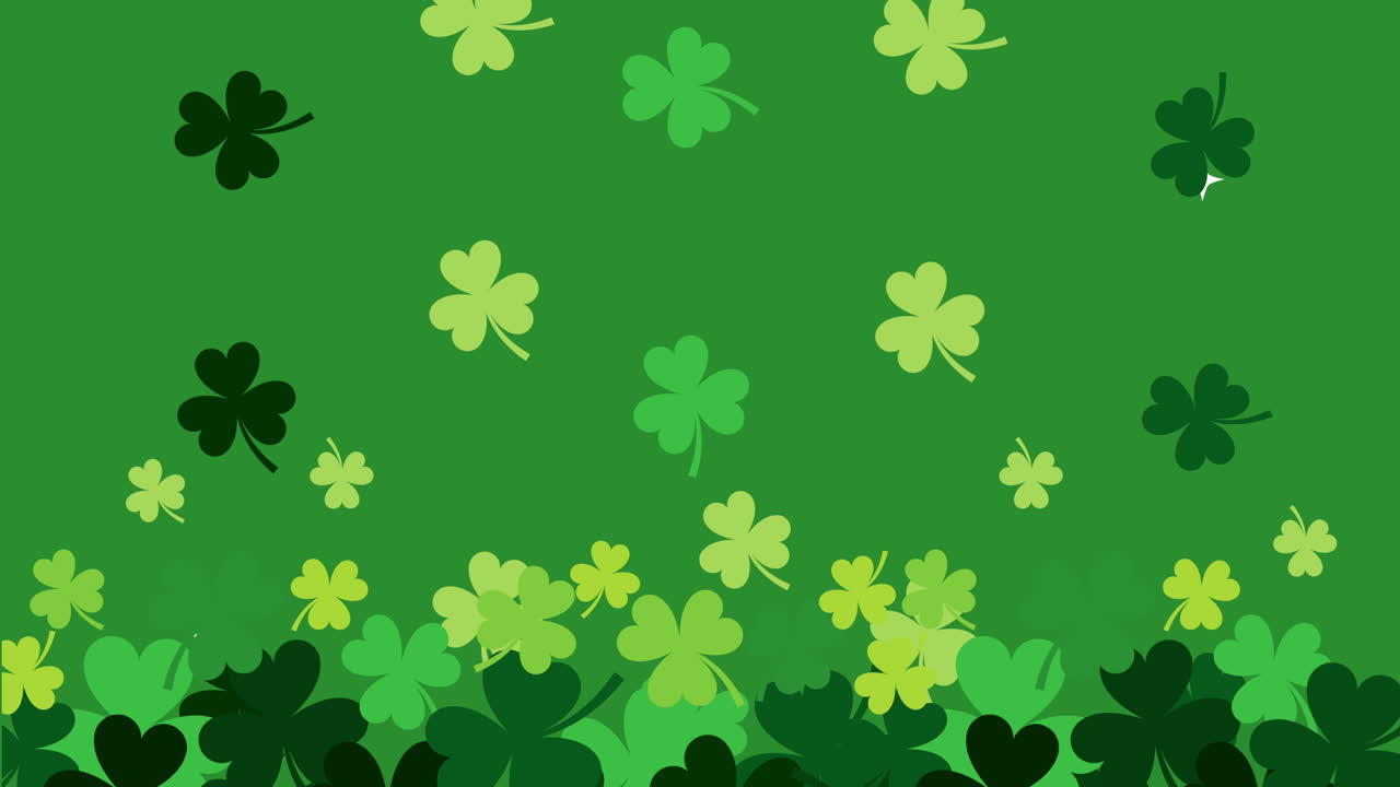 st patricks day animated card with clovers pattern