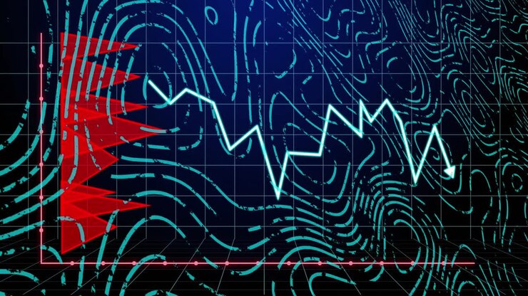 Animazione di elaborazione dati statistici e topografia su sfondo blu
