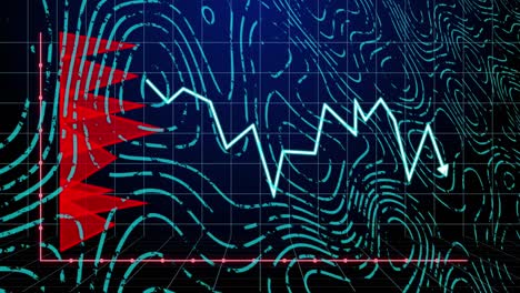 animación del procesamiento de datos estadísticos y la topografía contra un fondo azul