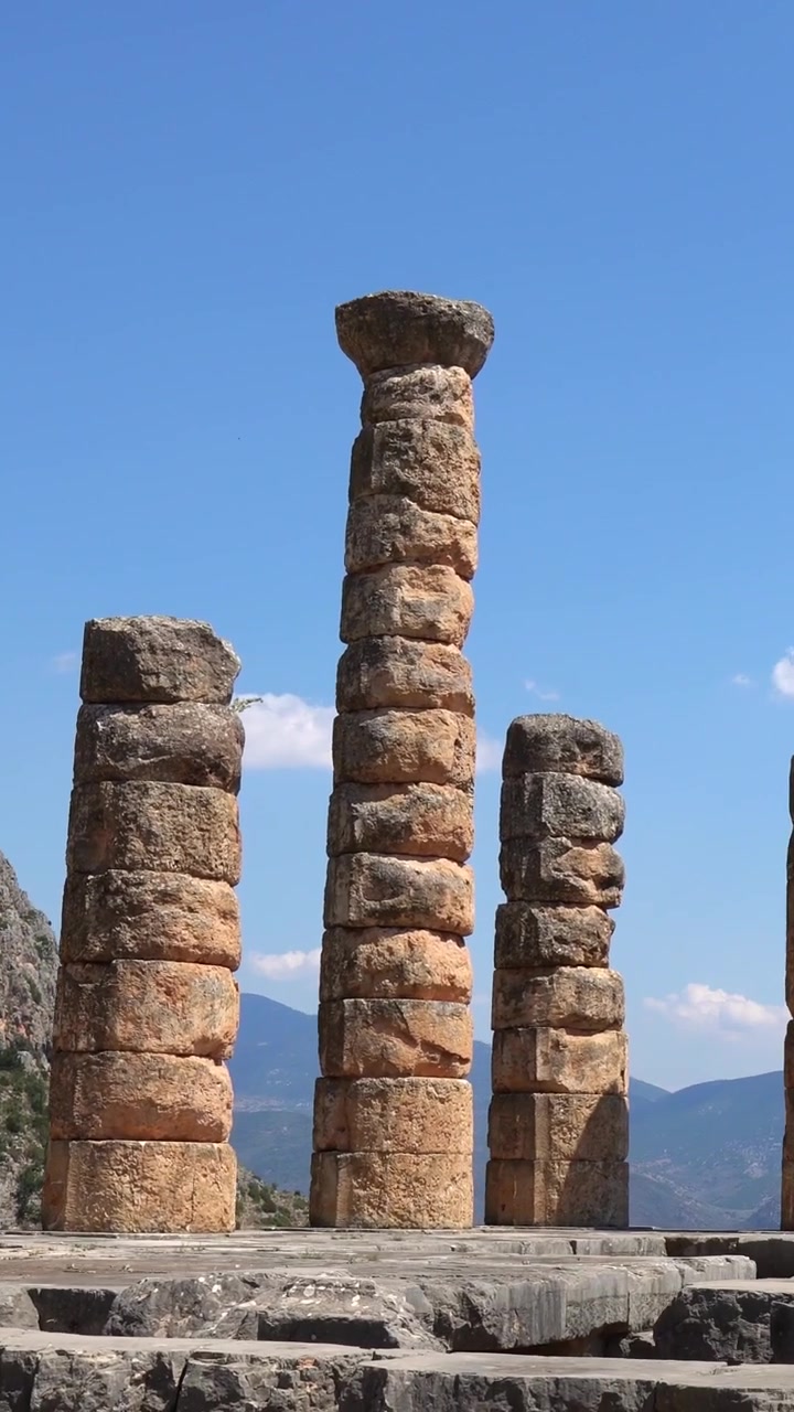 Ancient Temple of Apollo ruins in Delphi, Greece