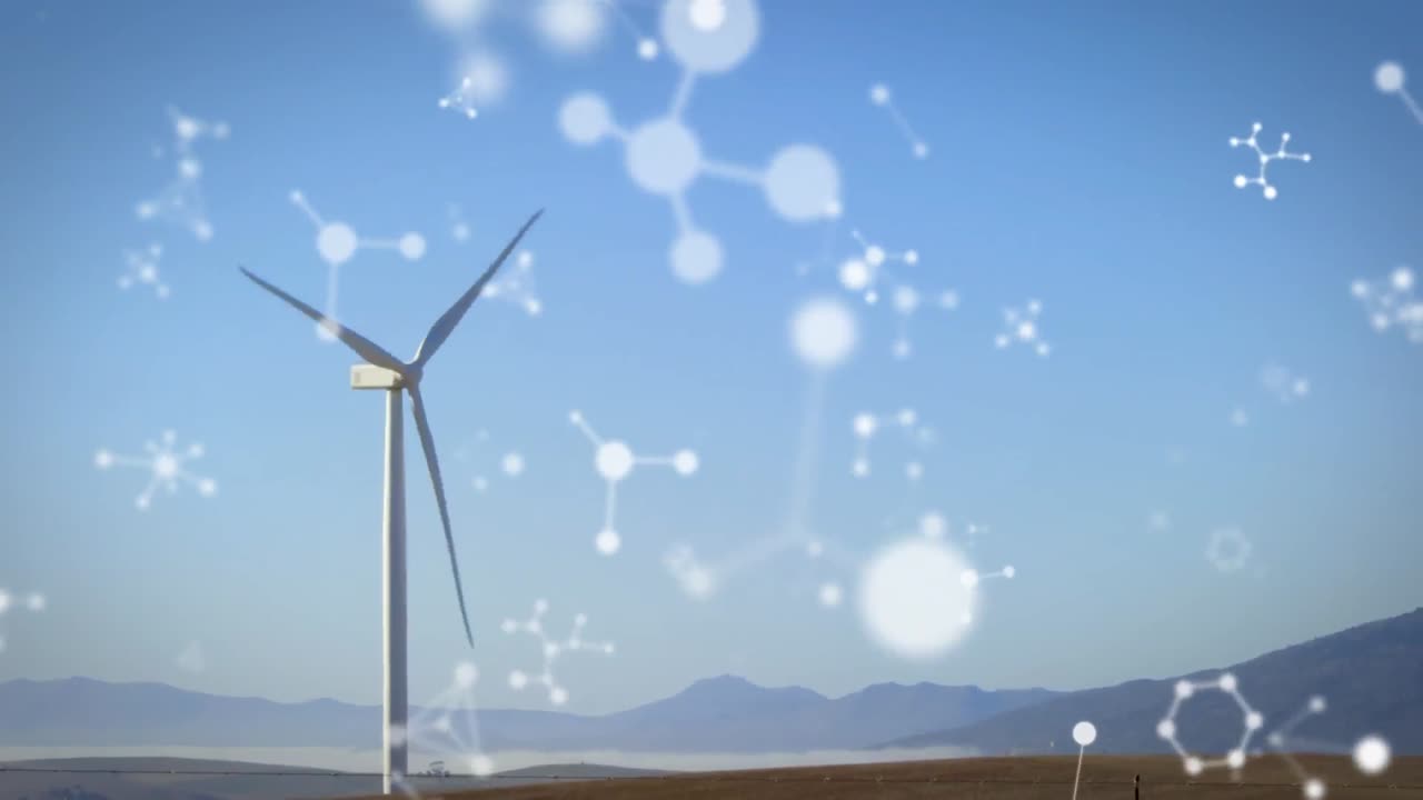 풍력 터빈 위의 분자의 애니메이션