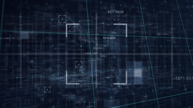Animation of data processing in green over servers
