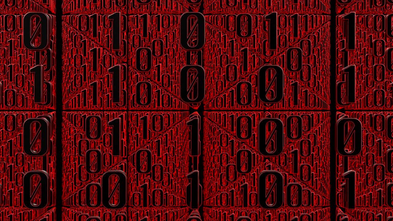 Red binary code moves right to left