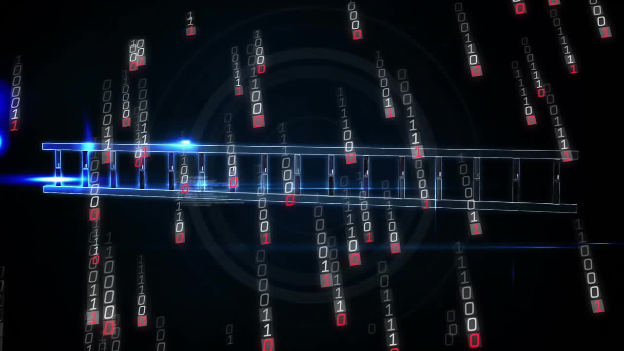 데이터 프로세싱의 애니메이션과 dna 스트랜드에 대한 빛의 점