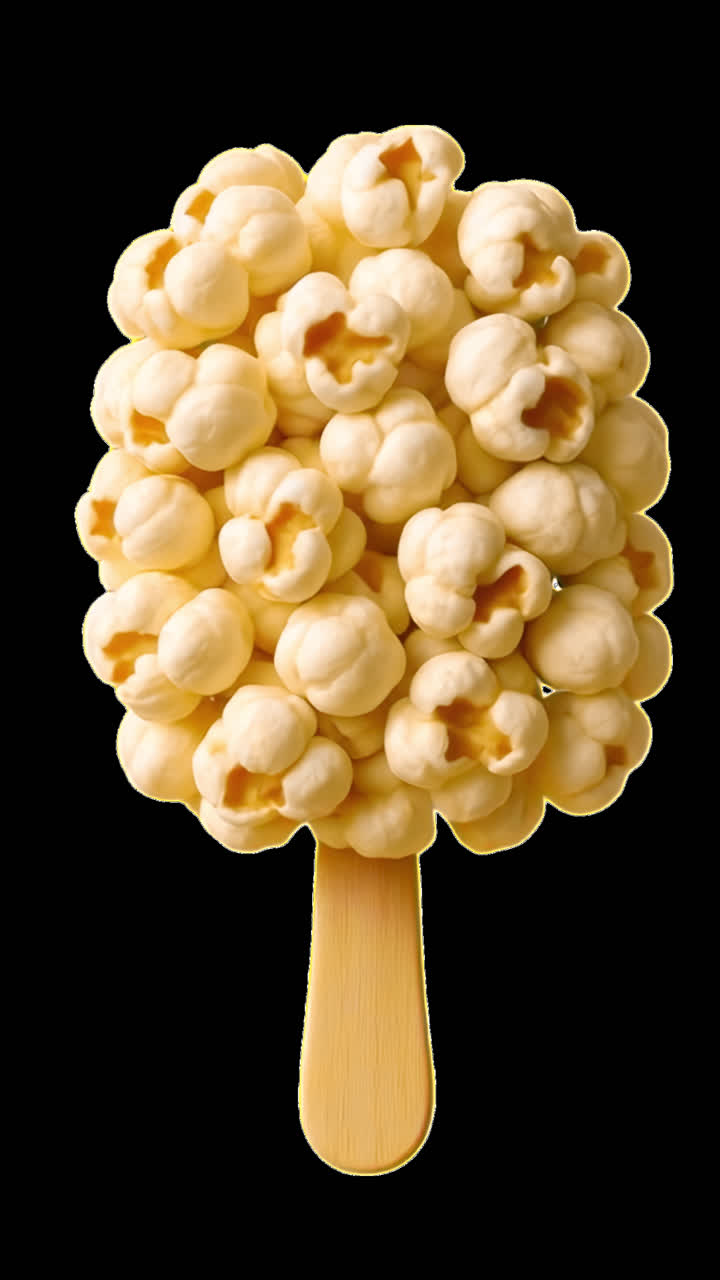 Aset terisolasi animasi konsep es krim popcorn, video 4K transparan, saluran alfa, ProRes 4444