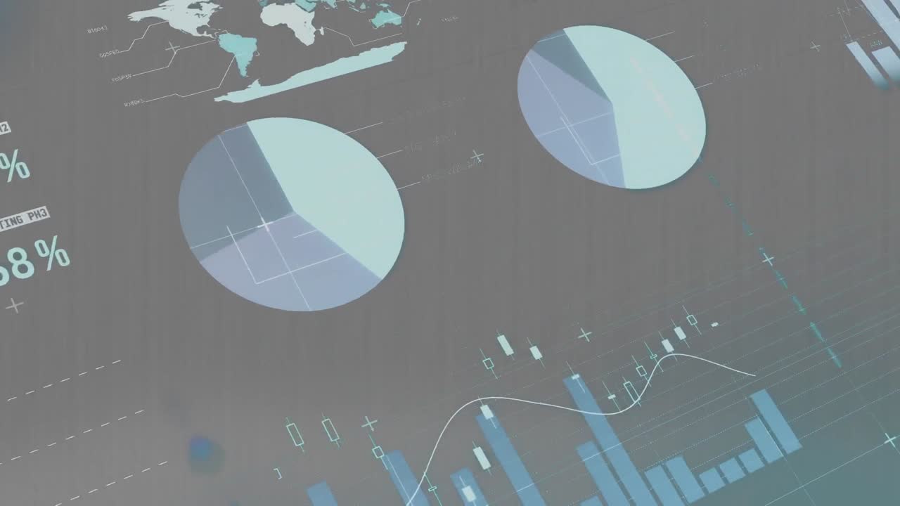 회색 배경에 대한 통계 및 데이터 처리의 애니메이션