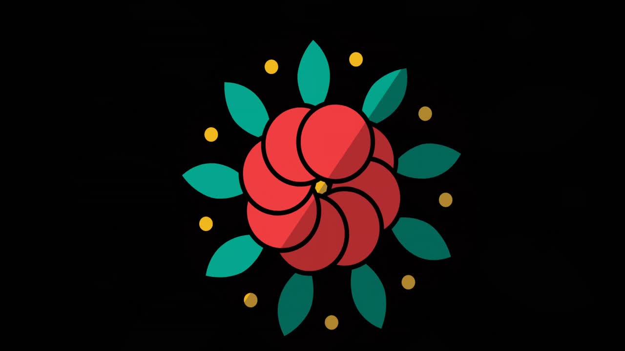 animación de una flor roja sobre un fondo negro