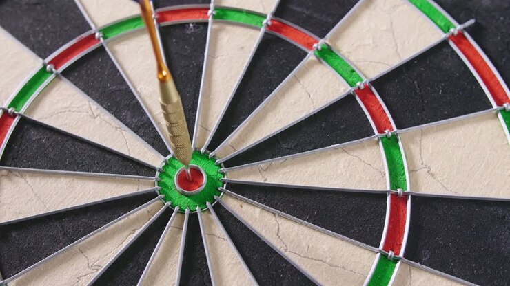 Lockdown Shot Of Dart Hitting Bullseye