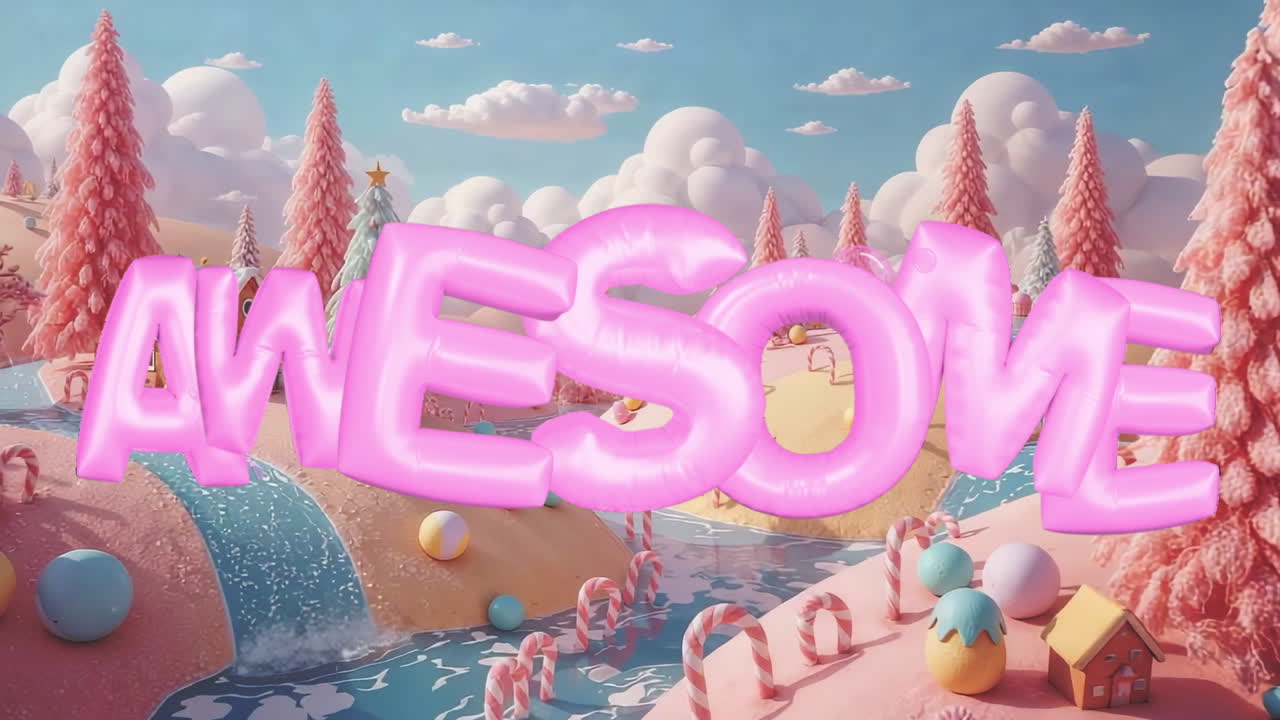 Pink Candy Land Winter Wonderland with Awesome Text