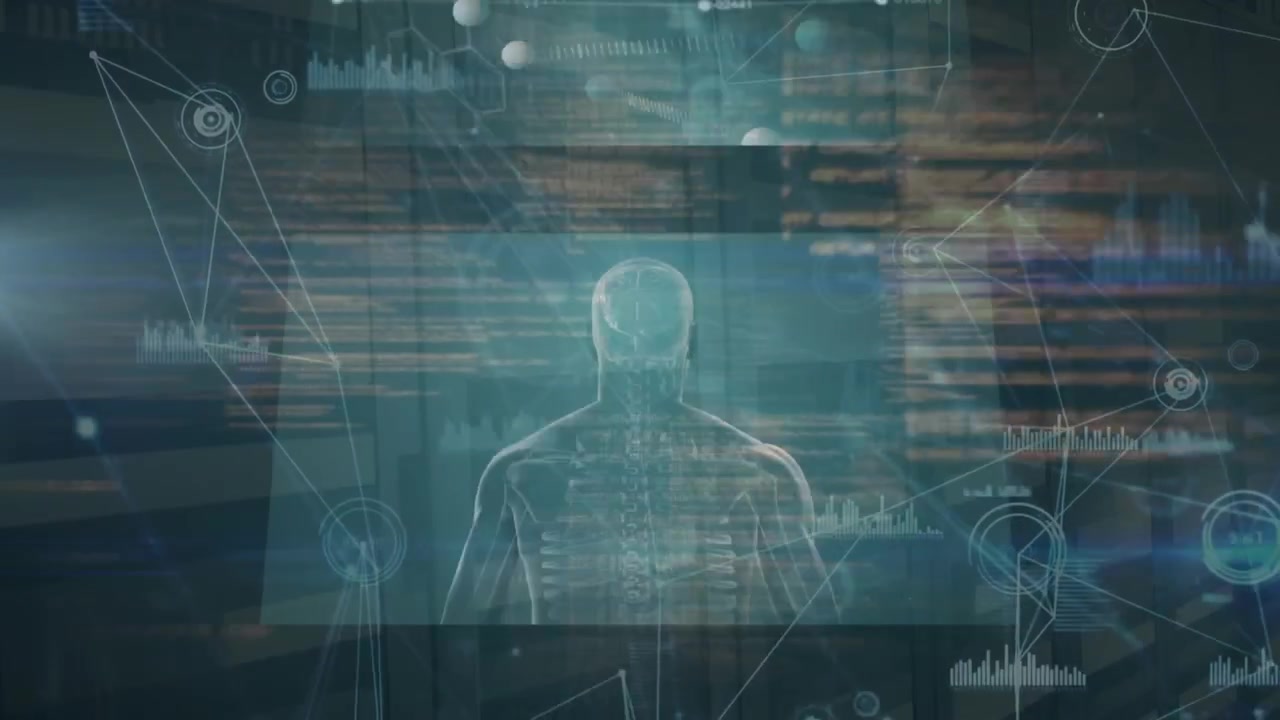 Animation of scope scanning and data processing over brain
