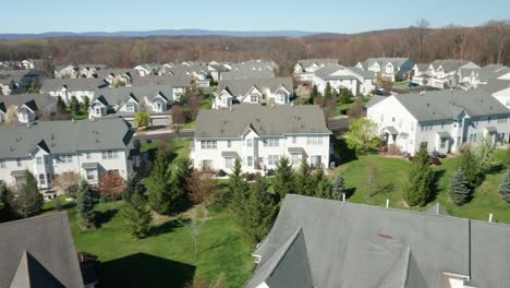 4k aerial drone footage of condominiums and cul de sac residential housing in middletown new york