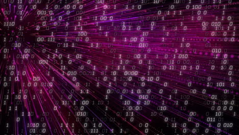 Animation of data processing over purple neon trails