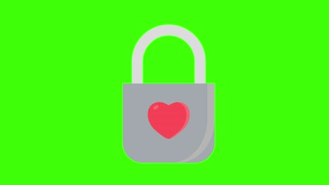 icon of a heart padlock popping up on the green screen