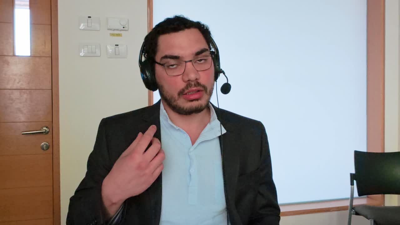 Man Communicating via Digital Video Technology