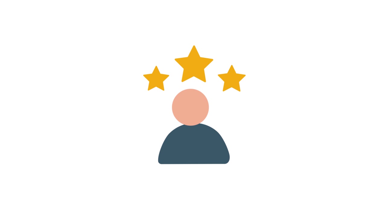Icona Animata di Persona con Stelle per Valutazione o Recensione