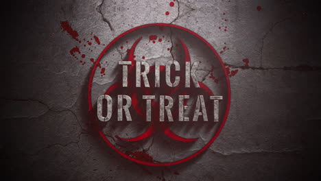 Trick-Or-Treat-with-toxic-sign-and-red-blood-on-dark-texture