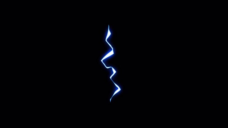 Fulmine blu animato che colpisce su sfondo nero