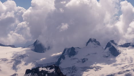 Storm-formation-over-White-valley,-Mont-Blanc