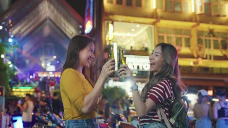 two friends enjoying a night out