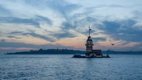 i̇stanbul maiden tower in sunset, time lapse