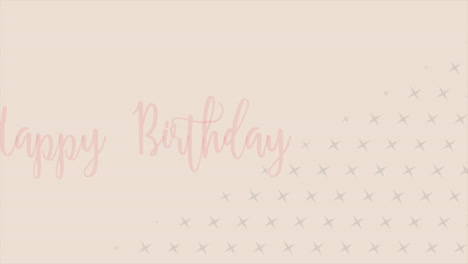 red cursive happy birthday on beige card with grid dot background