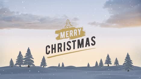 Animation-of-merry-christmas-text-over-winter-scenery