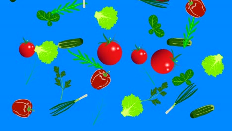 vegetables elements animation chroma key background removable, seamless loop