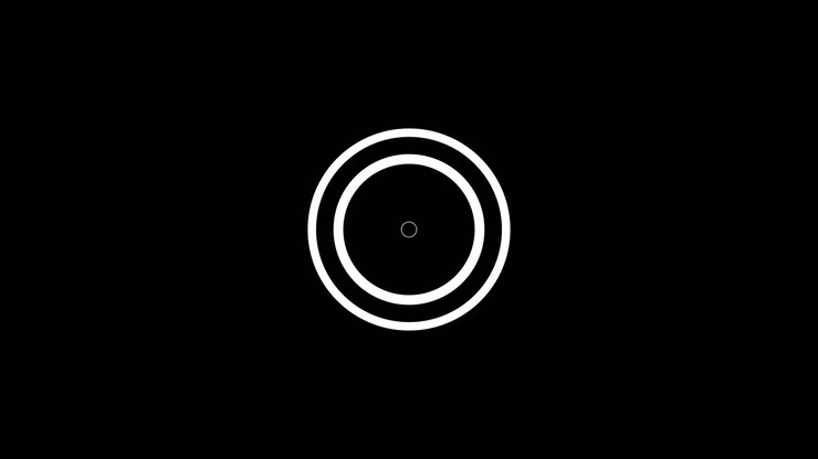 Abstract Animation of Expanding and Contracting White Circles on Black Background