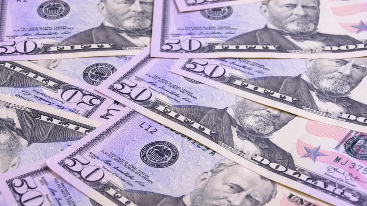 50 달러 가치의 미국 지폐의 배경